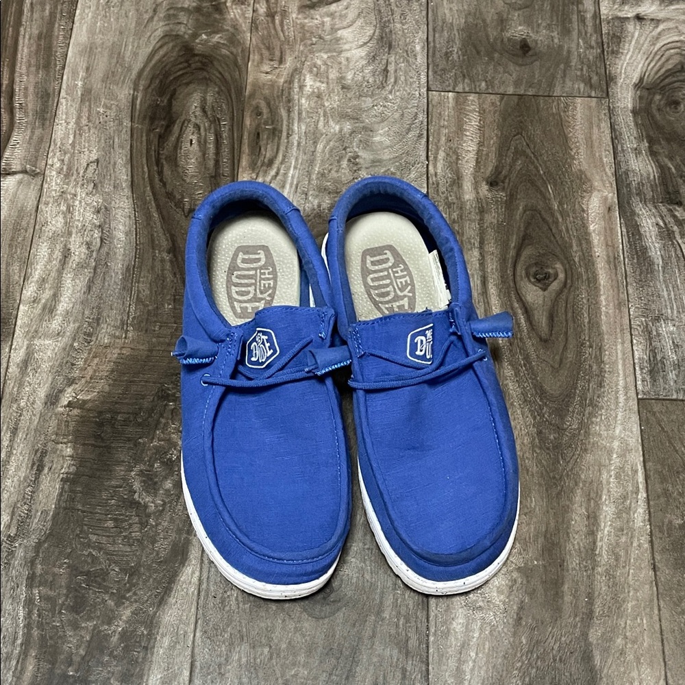 Hey Dude WALLY SLUB CANVAS Kids Blue Casual Shoes Size L11 / M Size 9